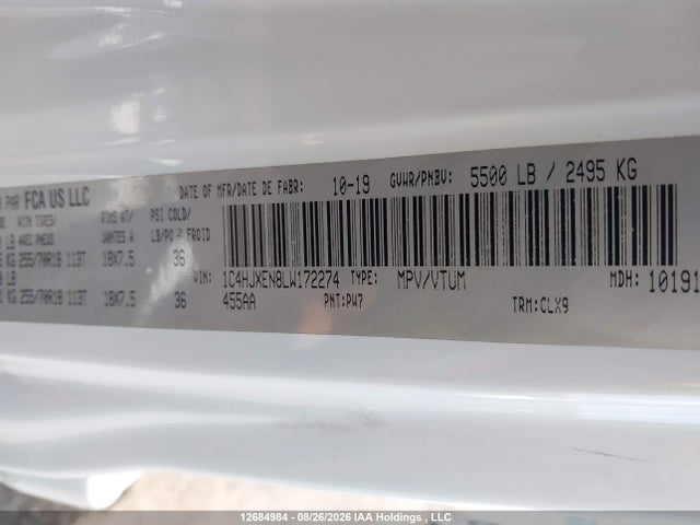 1C4HJXEN8LW172274 Jeep Wrangler Unlimited Sahara