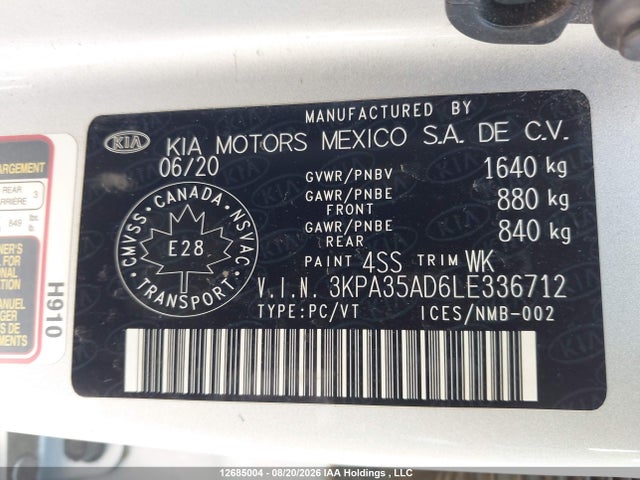 3KPA35AD6LE336712 KIA Rio Ex/ex Sport
