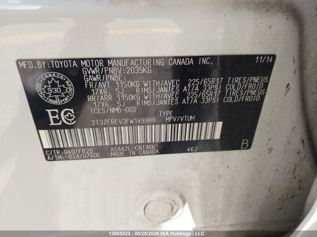 Toyota RAV4 LE 2015 2T3ZFREV3FW149988 Image 20
