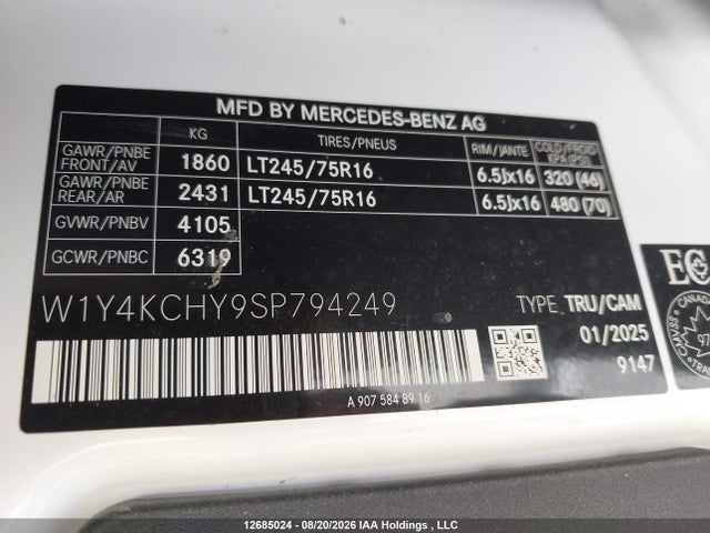 W1Y4KCHY9SP794249 Mercedes-Benz Sprinter 2500