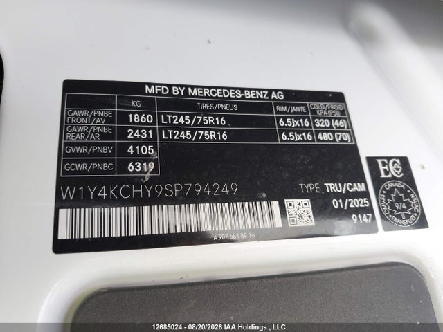 W1Y4KCHY9SP794249 Mercedes-Benz Sprinter 2500