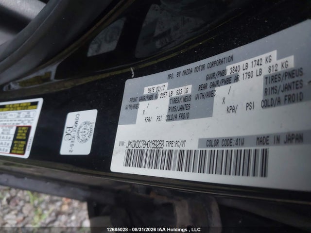 12685028 :رقم المزاد ، JM1DKDC78H0169268 vin ، 2017 Mazda Cx-3 مزاد بيع