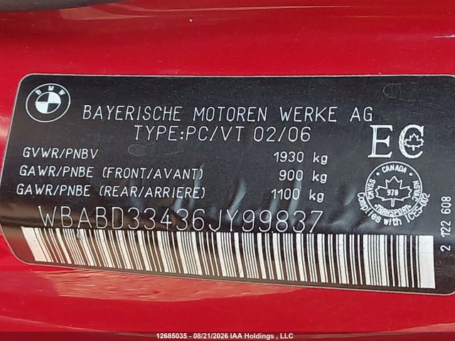Продаж на аукціоні авто 2006 Bmw 325 Ci, vin: WBABD33436JY99837, номер лоту: 12685035