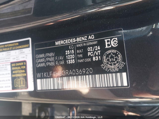 W1KLF4HB3RA036920 Mercedes-Benz E 350 4matic