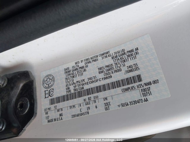 Ford F150 Supercrew 2016 1FTFW1EG9GFC19809 Image 18