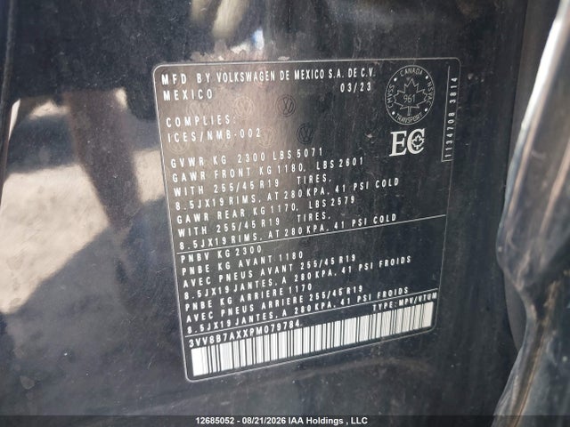 3VV8B7AXXPM079784 Volkswagen Tiguan Se R-line Black