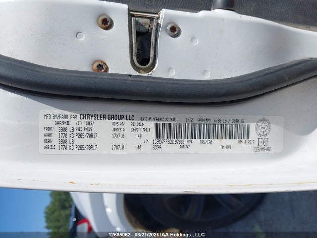Продаж на аукціоні авто 2012 Ram 1500 St, vin: 1C6RD7FP5CS197966, номер лоту: 12685062
