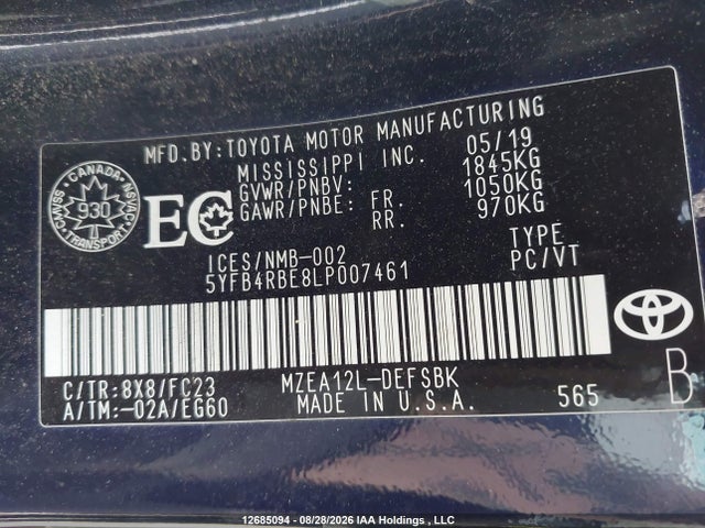 Toyota COROLLA SE 2020 5YFB4RBE8LP007461 Image 9