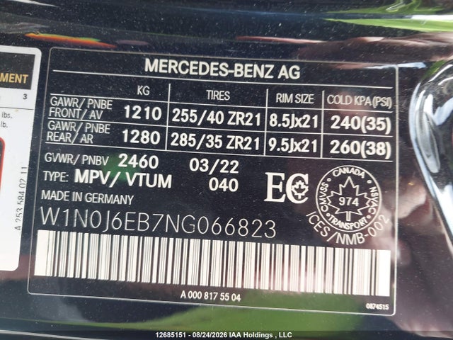 Aukcja sprzedaży 2022 Mercedes-benz Glc 43 Amg, vin: W1N0J6EB7NG066823, numer aukcji: 12685151