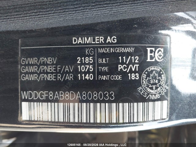 Aukcja sprzedaży 2013 Mercedes-benz C 300 4matic, vin: WDDGF8AB8DA808033, numer aukcji: 12685165