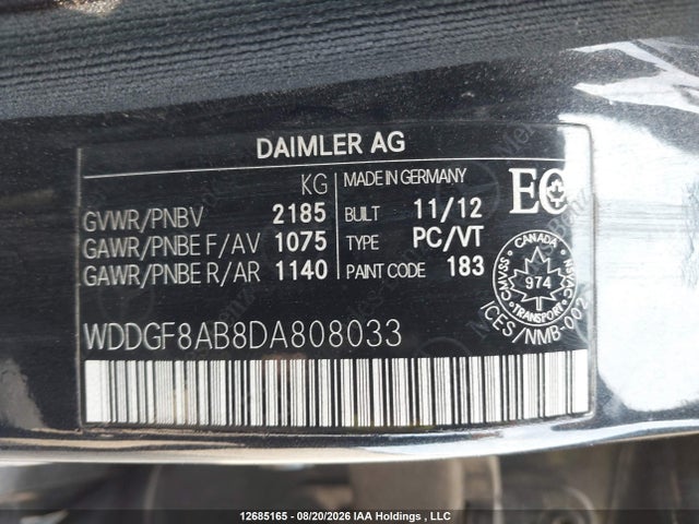 Aukcja sprzedaży 2013 Mercedes-benz C 300 4matic, vin: WDDGF8AB8DA808033, numer aukcji: 12685165