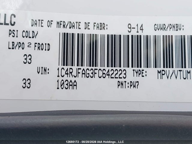 1C4RJFAG3FC642223 Jeep Grand Cherokee Laredo