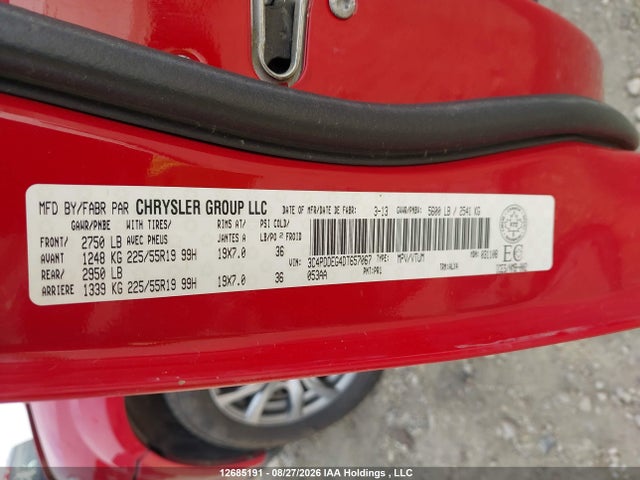 12685191 :رقم المزاد ، 3C4PDDEG4DT657067 vin ، 2013 Dodge Journey R/t Rallye مزاد بيع