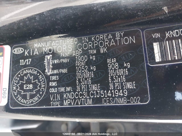 12685194 :رقم المزاد ، KNDCC3LC1J5141949 vin ، 2018 Kia Niro Ex/graphite مزاد بيع