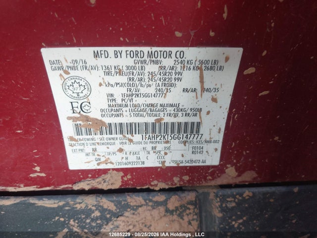 Ford TAURUS SHO 2016 1FAHP2KT5GG147777 Image 9