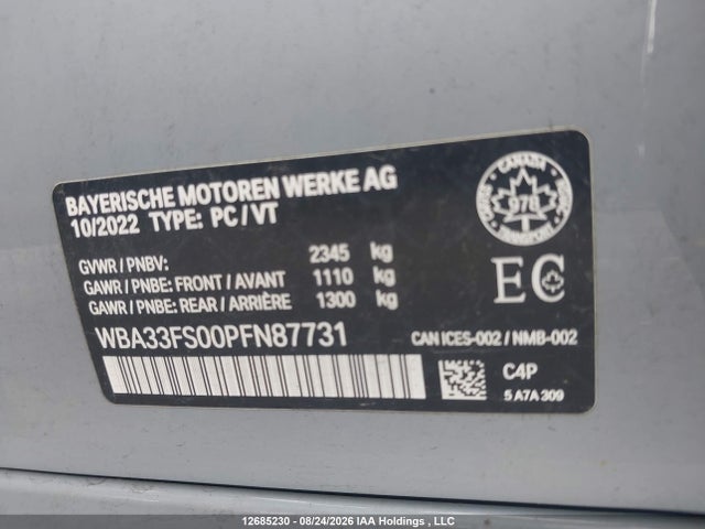 Продажа на аукционе авто 2023 Bmw 330e Xdrive, vin: WBA33FS00PFN87731, номер лота: 12685230