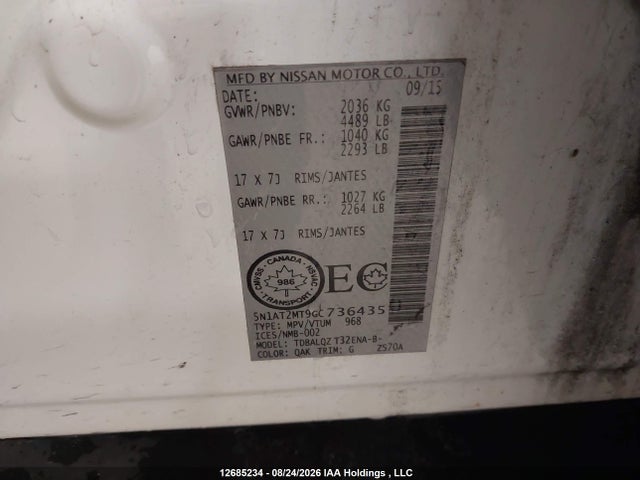 Nissan Rogue 2016 5N1AT2MT9GC736435 Image 9