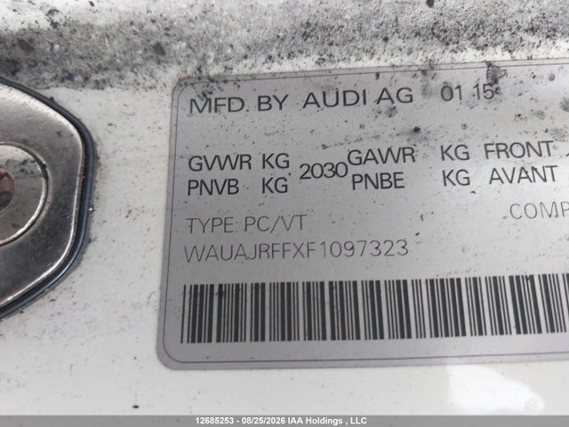 Продаж на аукціоні авто 2015 Audi A3 Premium, vin: WAUAJRFFXF1097323, номер лоту: 12685253