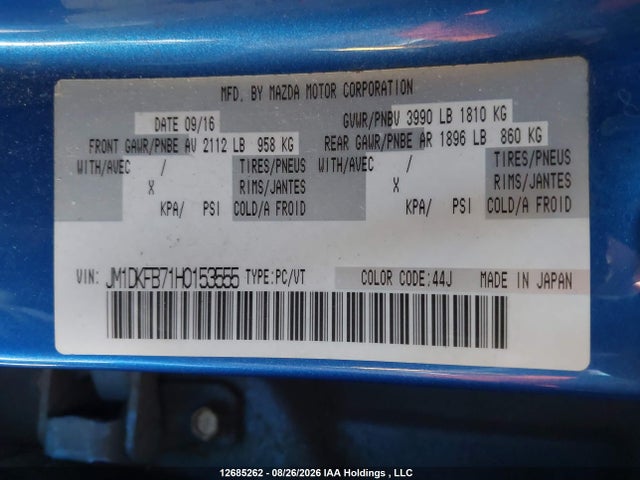 Aukcja sprzedaży 2017 Mazda Cx-3 Gx, vin: JM1DKFB71H0153555, numer aukcji: 12685262