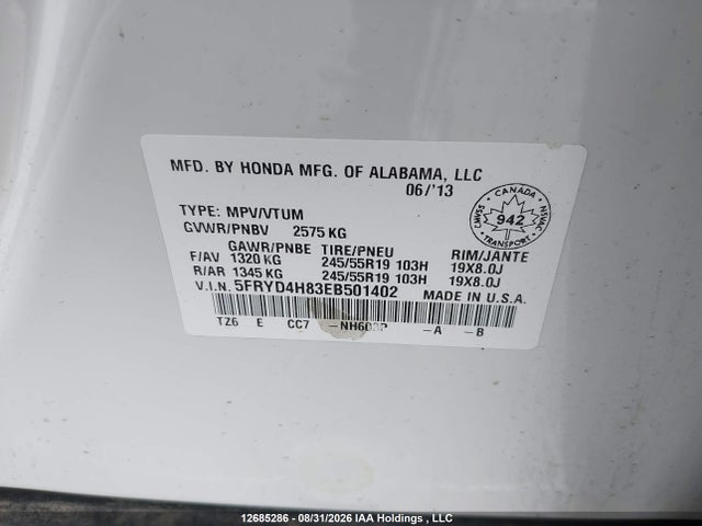 2014 Acura Mdx Elite Package მანქანა იყიდება აუქციონზე, vin: 5FRYD4H83EB501402, აუქციონის ნომერი: 12685286