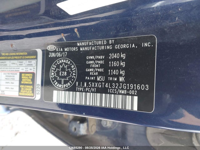 5XXGT4L32JG191603 KIA Optima Lx/lx+