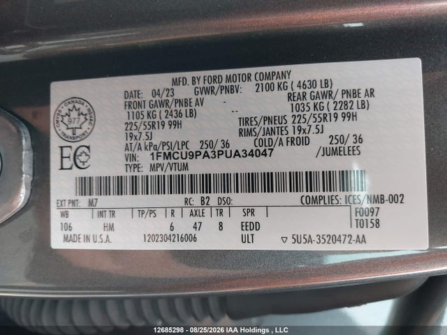 1FMCU9PA3PUA34047 Ford Escape St-line Elite