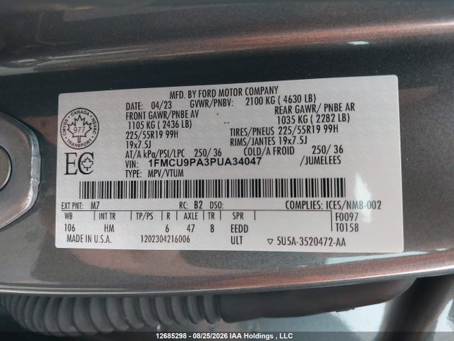 1FMCU9PA3PUA34047 Ford Escape St-line Elite