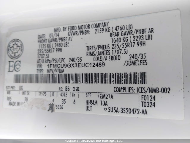 Ford ESCAPE SE 2014 1FMCU9GX3EUC12489 Image 19