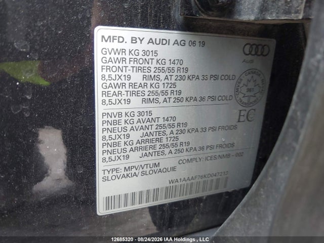 Audi Q7 55 Komfort 2019 WA1AAAF76KD047213 Image 9