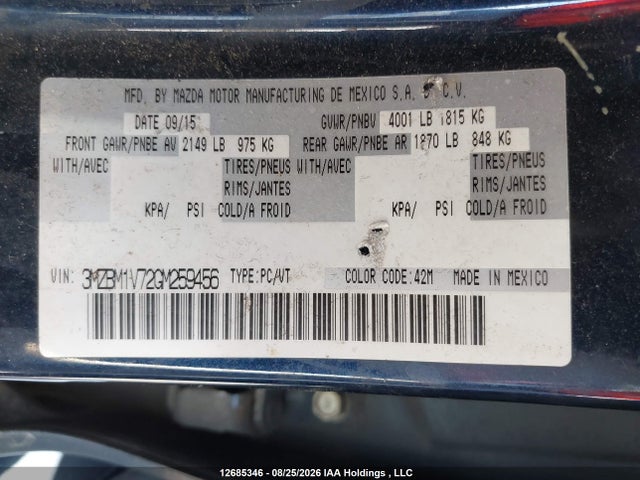 Mazda Mazda3 Gs 2016 3MZBM1V72GM259456 Image 9