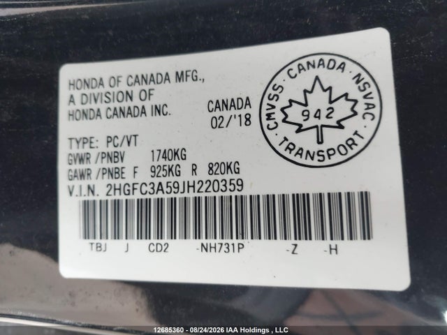 Honda Civic Si Si 2018 2HGFC3A59JH220359 Image 9