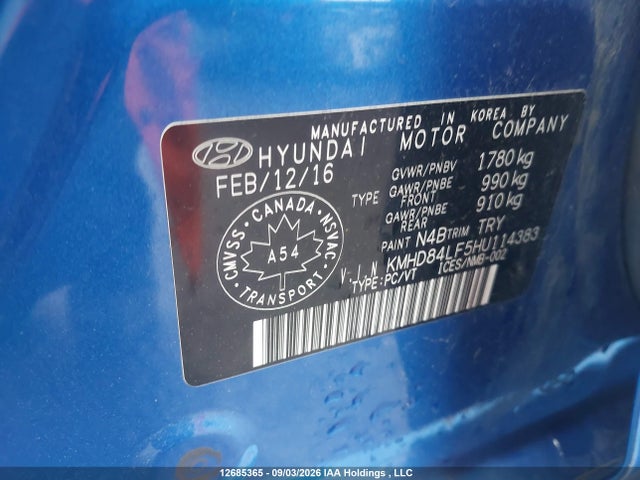 KMHD84LF5HU114383 Hyundai ELANTRA GL
