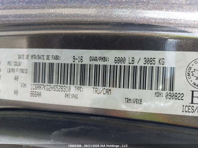 Aukcja sprzedaży 2017 Ram 1500 St, vin: 1C6RR7KG2HS528310, numer aukcji: 12685366