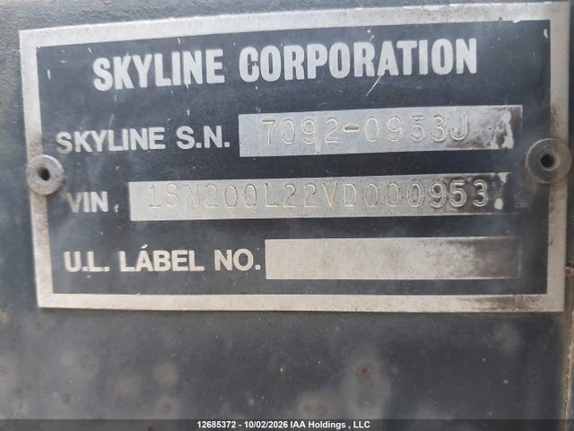 Aukcja sprzedaży 1997 Skyline Nomad Trailer, vin: 1SN200L22VD000953, numer aukcji: 12685372