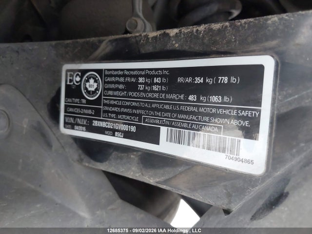 Can-Am Spyder Roadster Rt/rt-s 2016 2BXNBCD21GV000190 Image 13