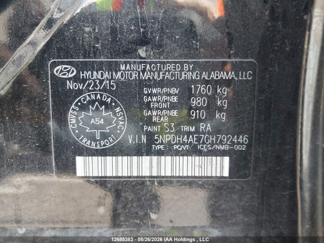 Hyundai Elantra 2016 5NPDH4AE7GH792446 Image 18