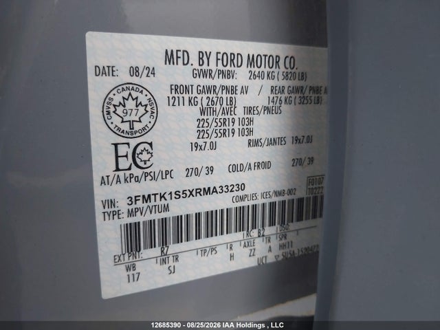 3FMTK1S5XRMA33230 Ford Mustang Mach-e Select