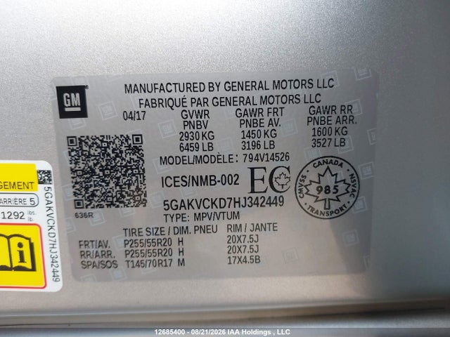 Buick Enclave Premium 2017 5GAKVCKD7HJ342449 Image 9