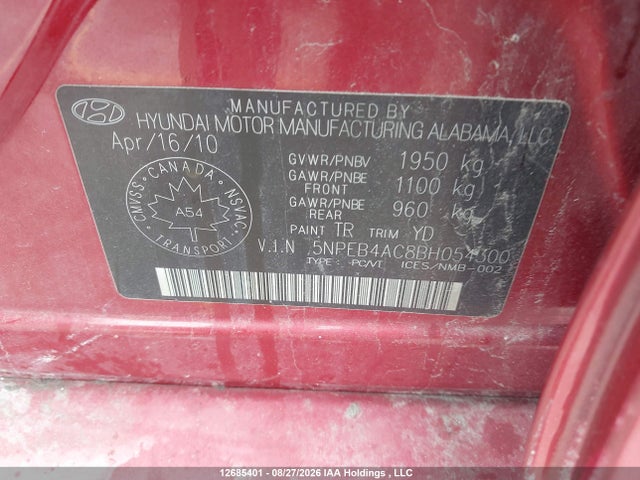 Продажа на аукционе авто 2011 Hyundai Sonata, vin: 5NPEB4AC8BH054300, номер лота: 12685401