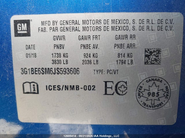 Chevrolet CRUZE LT 2018 3G1BE6SM6JS593606 Image 18
