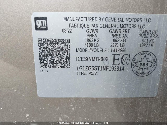 Chevrolet Malibu 2022 1G1ZG5ST1NF193814 Image 9