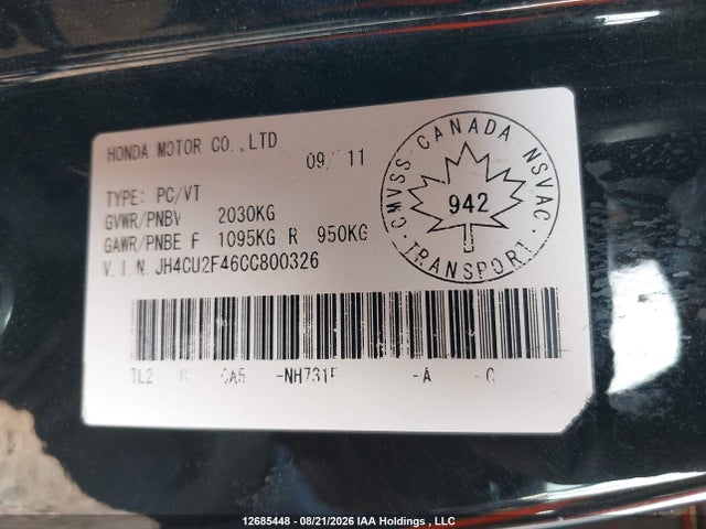 Продаж на аукціоні авто 2012 Acura Tsx, vin: JH4CU2F46CC800326, номер лоту: 12685448