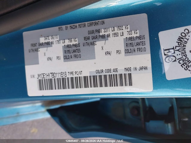 Aukcja sprzedaży 2011 Mazda Mazda2, vin: JM1DE1HY7B0111618, numer aukcji: 12685457