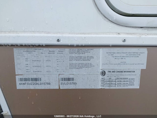 Продажа на аукционе авто 2010 Forest River , vin: 4X4FSVZ20AL015789, номер лота: 12685503