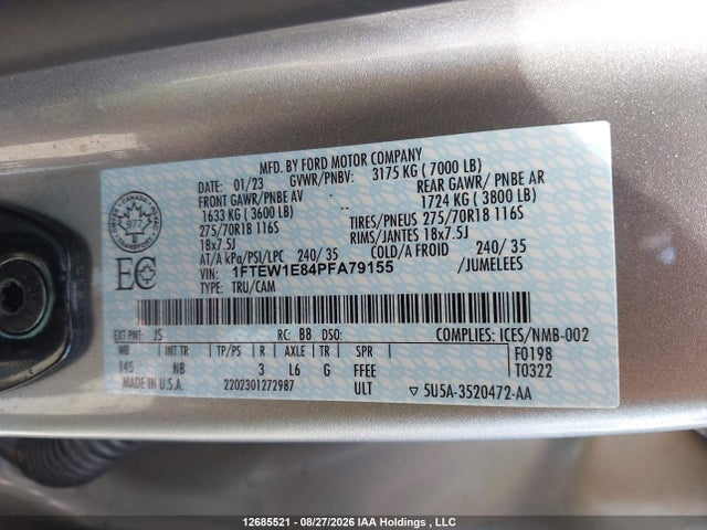 Ford F-150 Tremor 2023 1FTEW1E84PFA79155 Image 9