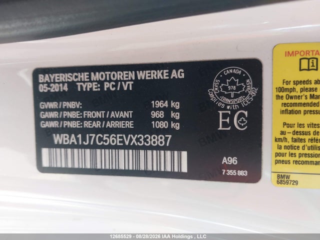 Aukcja sprzedaży 2014 Bmw M235i, vin: WBA1J7C56EVX33887, numer aukcji: 12685529