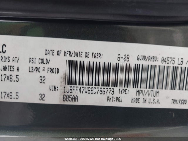 Продажа на аукционе авто 2008 Jeep Compass, vin: 1J8FF47W68D786779, номер лота: 12685548