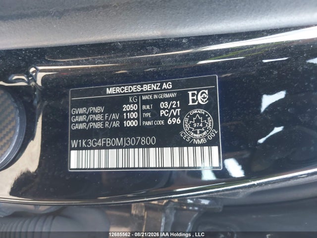 Продажа на аукционе авто 2021 Mercedes-benz A 220 4matic, vin: W1K3G4FB0MJ307800, номер лота: 12685562