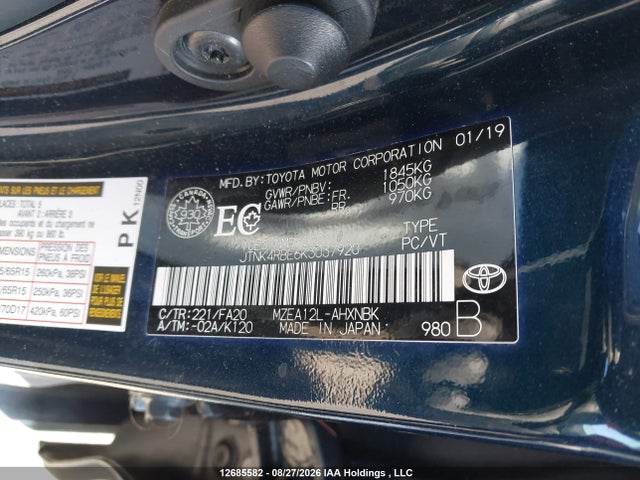 Продажа на аукционе авто 2019 Toyota Corolla Se/xse, vin: JTNK4RBE6K3037920, номер лота: 12685582