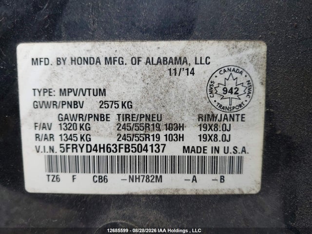 Acura Mdx Technology 2015 5FRYD4H63FB504137 Image 9